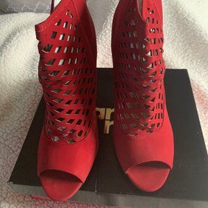 Charlotte Russe Red Caged High Heel Bootie